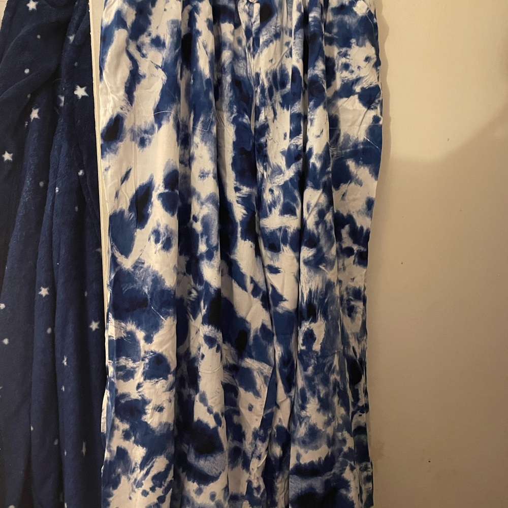 3 piece Lane Bryant Blue and White Tie-Dye bathing suit and matching pants.